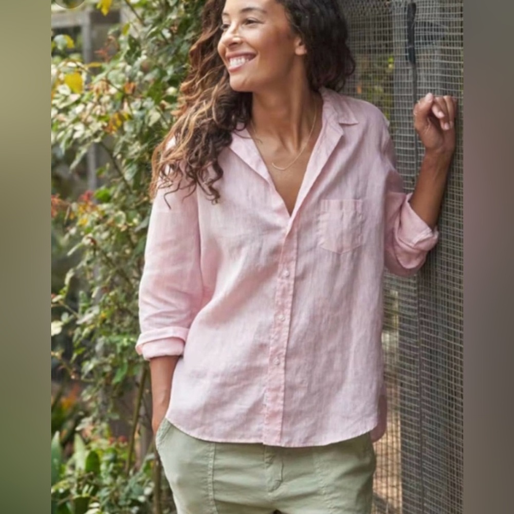 FRANK & EILEEN 100% Linen Pastel Pink Button-Up Shirt Size XXL